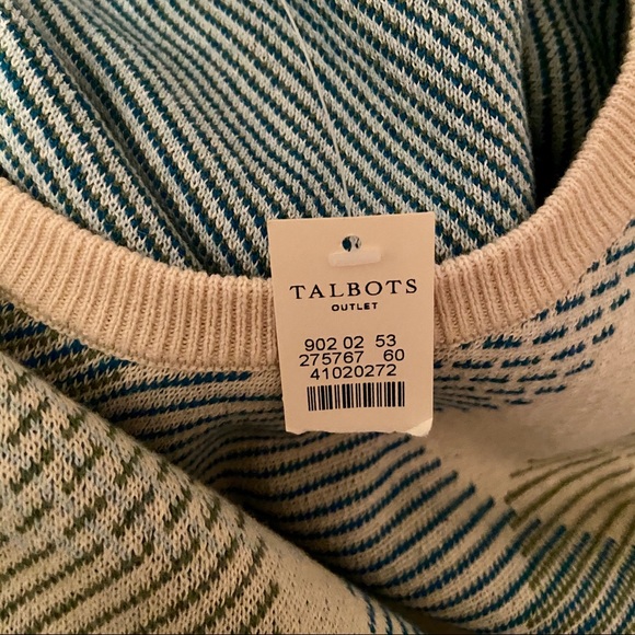 Thick sweater green, blue, cream plaid design - Picture 12 of 15